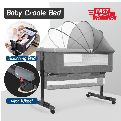 Baby Cradle Crib Bed Height Adjustable Bed Safe Co Sleeping with