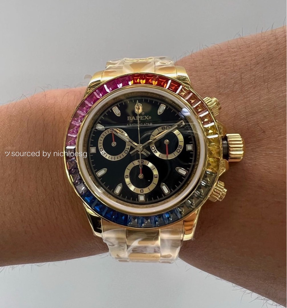 BAPE TYPE 4 BAPEX CRYSTAL STONE GLD, Luxury, Watches on Carousell