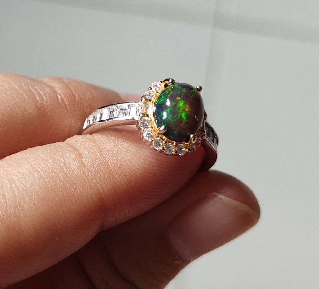 Rare Black Opal Ring