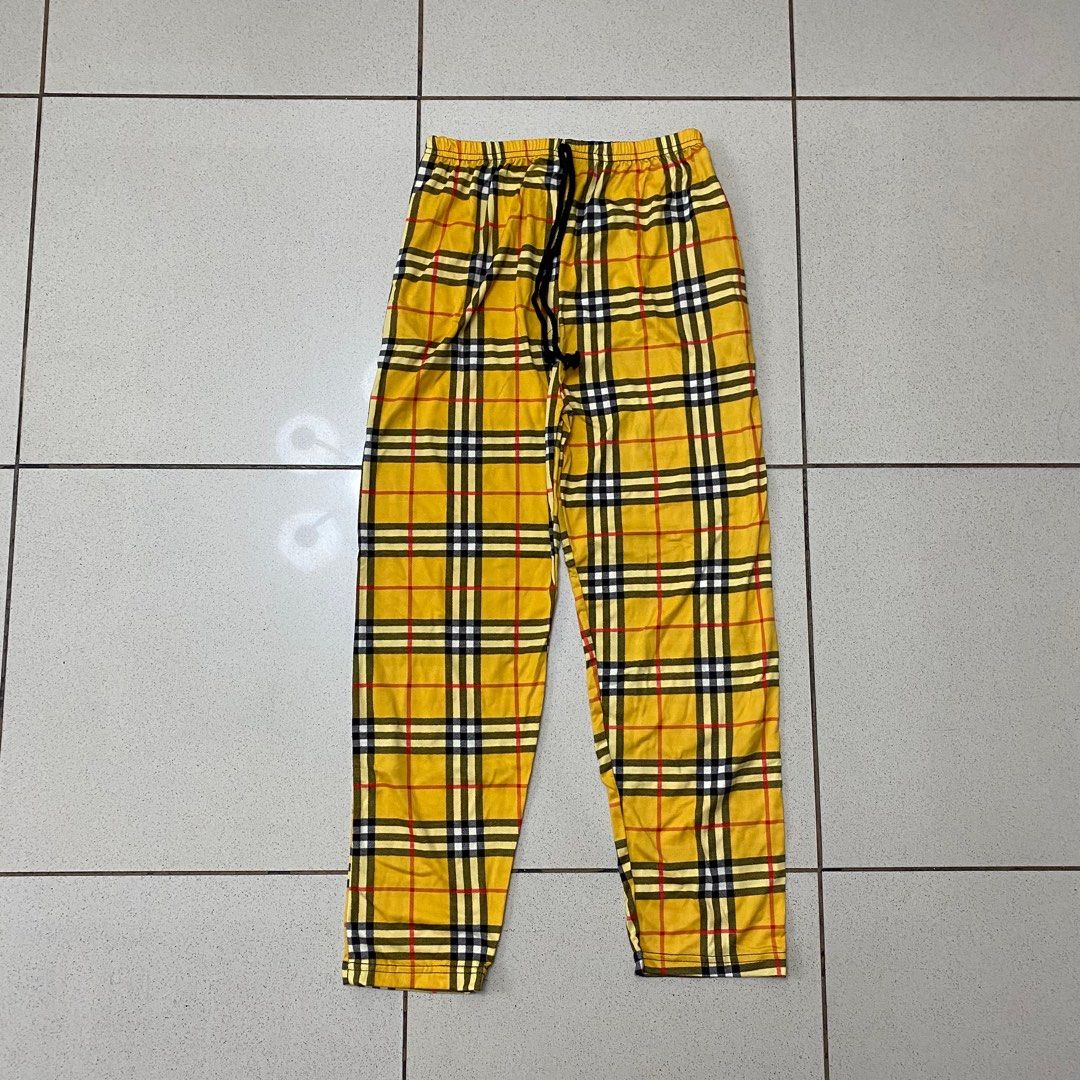 Yellow checkered joggers sale