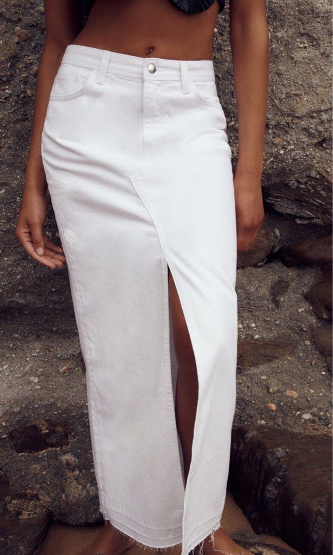 White jean deals skirt zara
