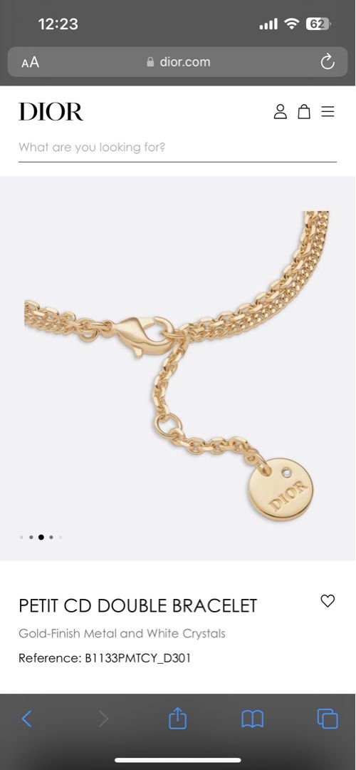 Petit CD Bracelet Gold-Finish Metal and Silver-Tone Crystals