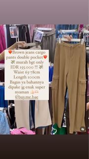 Brown jeans cargo wide pants double pocket baggy import bkk bangkok premium