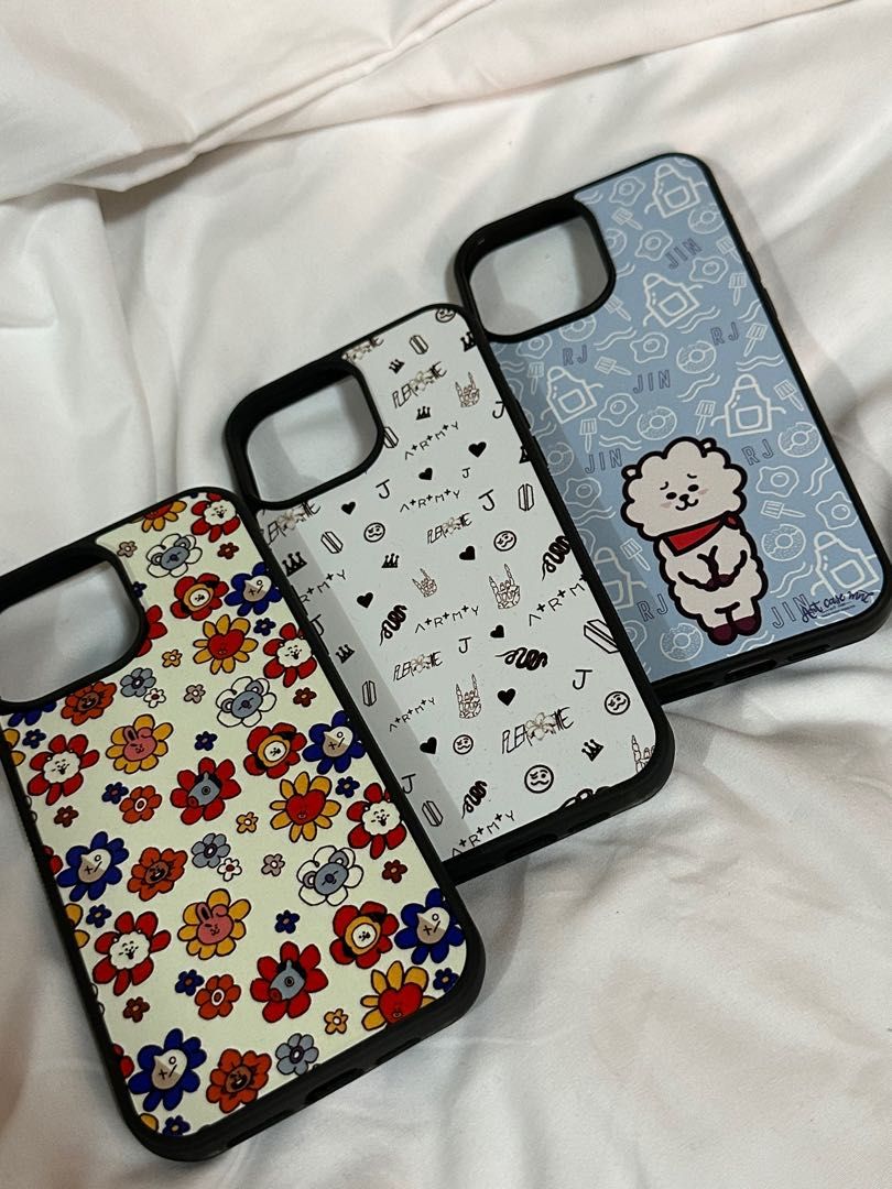 BTS 13 PRO MAX CASE jungkook jin bt21 (Category: Cases & Sleeves) located in San Pedro. Submitted by ayfseb (Listing ID 1240892314, Image 2). Description: hi! baka po may inch sa phone cases ko 🙂 for iphone 13 pro max! good as new to di ko naman nagamit nang matagal bt21 - ₱130 jk’s tattoos - ₱150 jin / rj - ₱170 (from artcasemnl) take all ₱430 thank youu 💜.