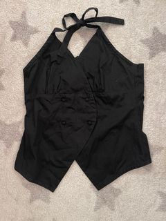 Black vest / double breasted waistcoat - Maldita
