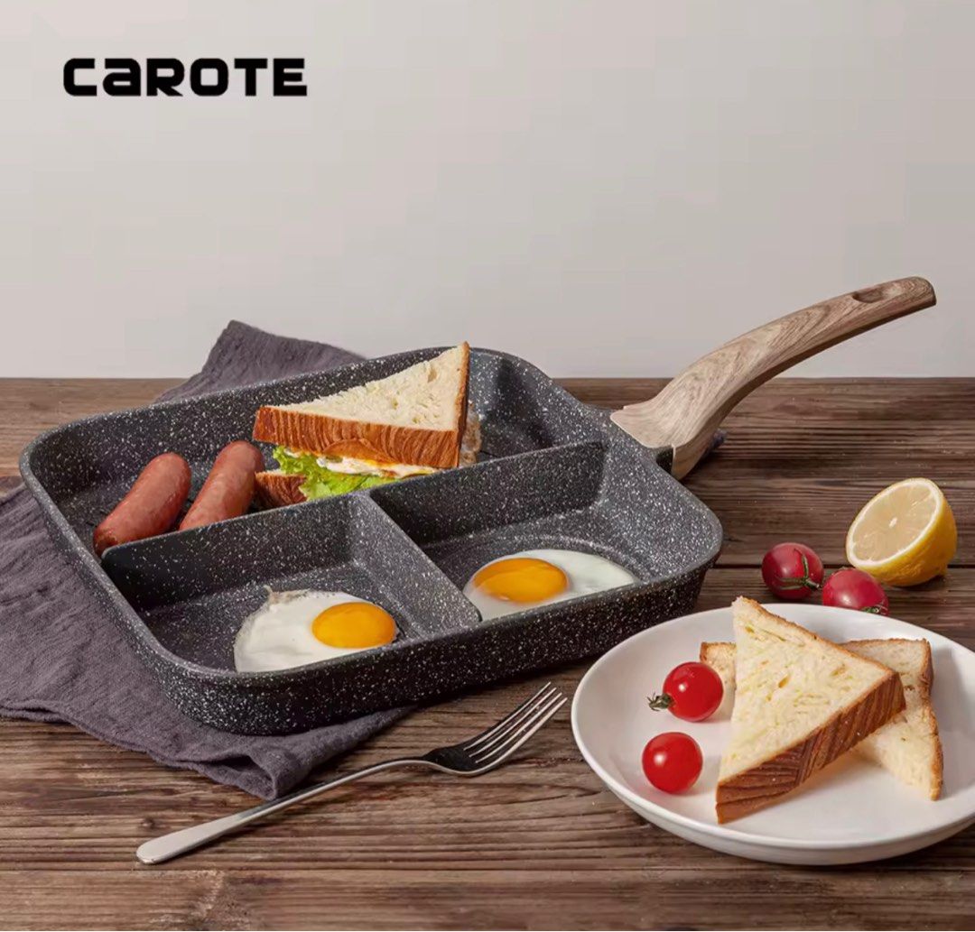 CAROTE 3 in 1 non stick Multipan (Category: Cookware & Accessories) located in Pasig City. Submitted by shopping_maven (Listing ID 1240979487, Image 1). Description: PLEASE READ LISTING AND PHOTOS‼️ Carote Non Stick Granite 3 in1 Multipan 28cm Grill Pan original export to Japan Multifunction Square flat Pan PFOA Free Cookware Suitable for Induction cooker & Gas stove Actual photos upon request. No flaw! Hard to let go☺️ RFS: too many Carote pans 