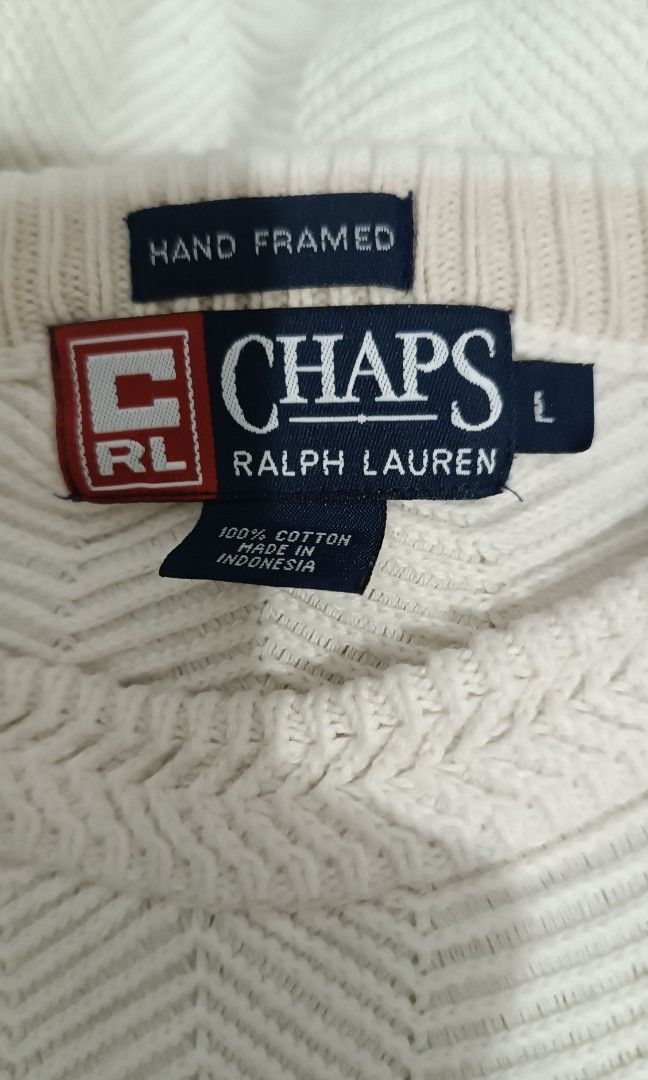Chaps Ralph Lauren Sweater Gray Hand Framed American Flag Embroidered,  Men’s L