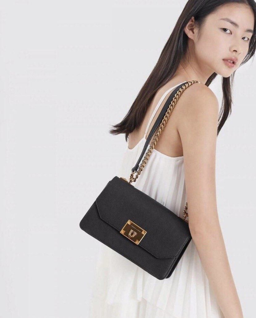 Metal push online lock crossbody bag