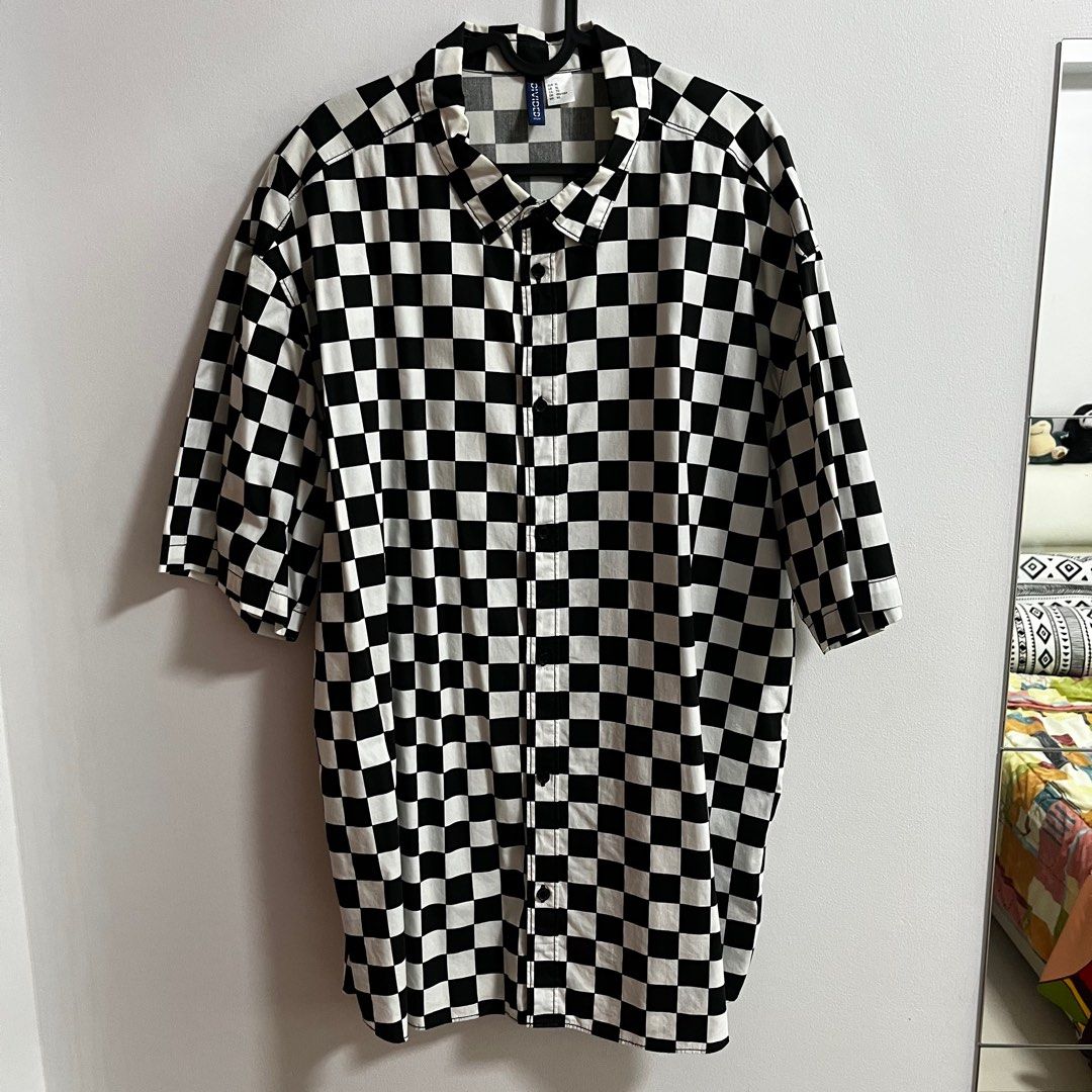 Checkered button discount shirt