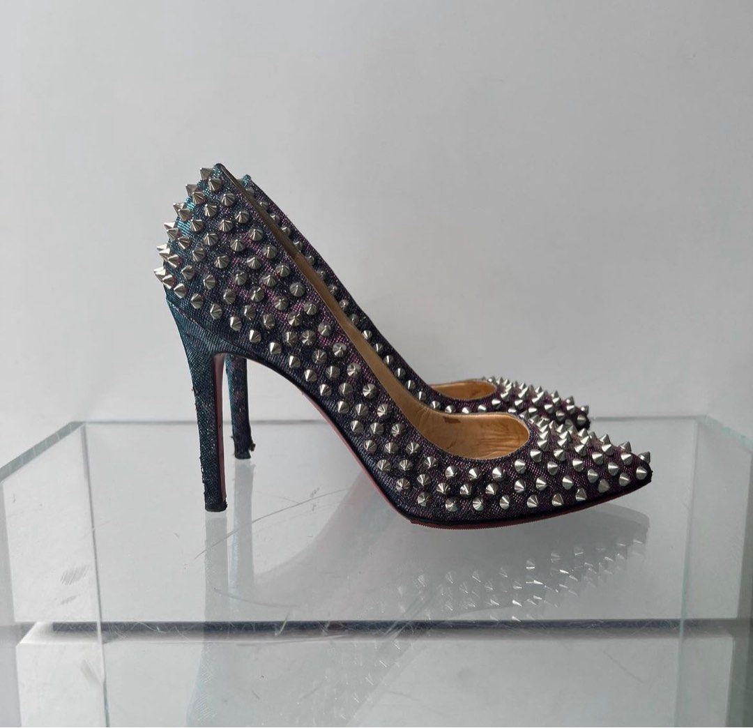 Christian Louboutin Studs Pumps Glitter purple Women s Fashion