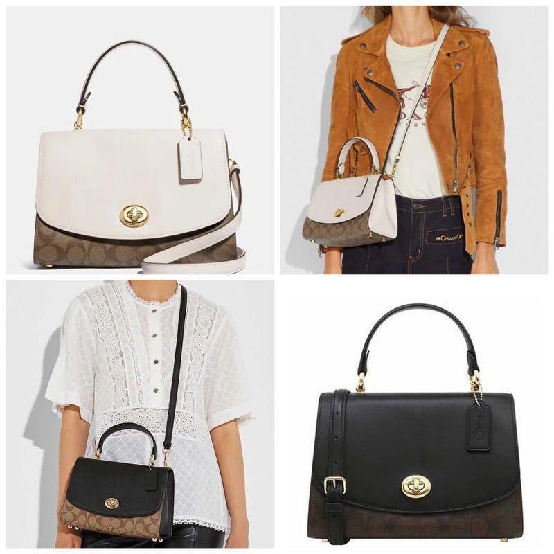 Coach tilly top handle satchel with signature canvas top