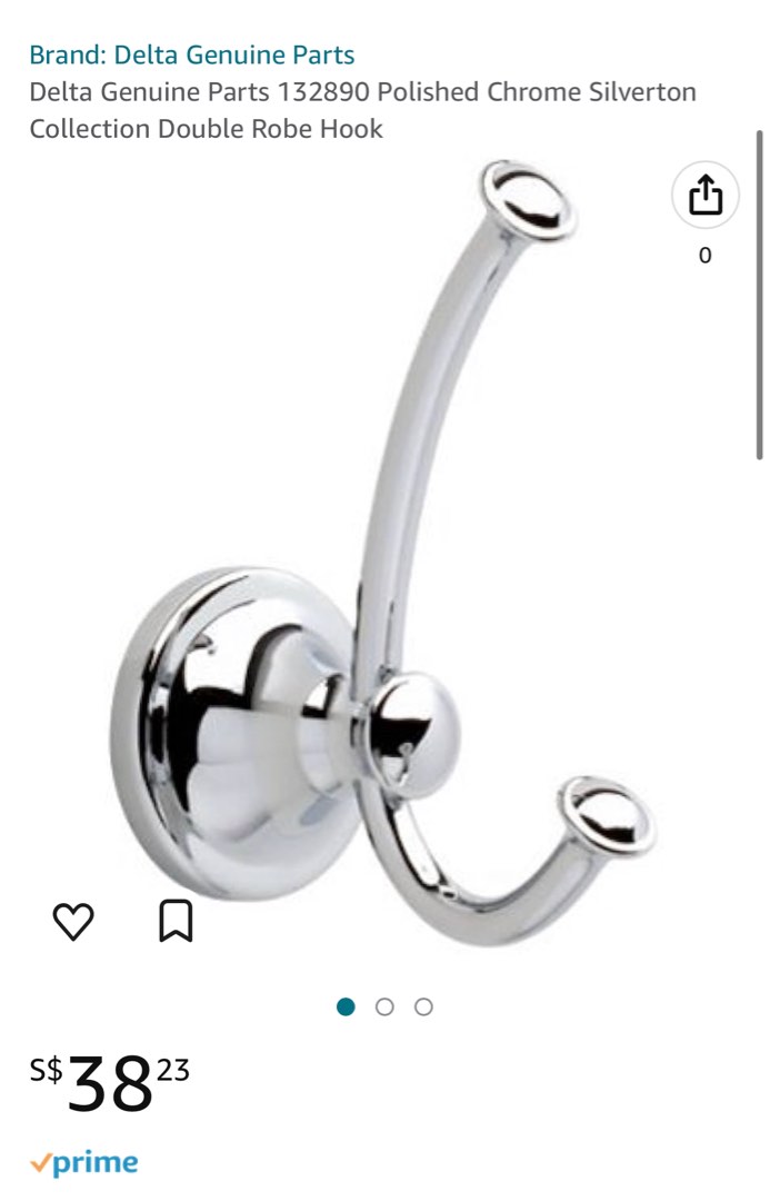 Delta chrome double hook for towel etc, Furniture & Home Living, Home  Improvement & Organisation, Hooks & Hangers on Carousell