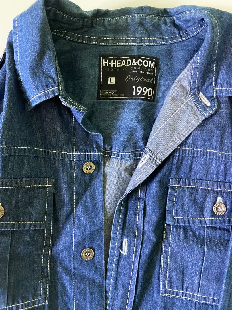 Denim Button Down (Category: Longsleeves) located in Quezon City. Submitted by joolei.declutter (Listing ID 1240859425, Image 3). Description: 🚫 no haggling please, last price posted! 💗discounted if buying multiple products 🛍️ Brand: H-Head Jeans ✨ Never worn ✨Like brand new ✨Issues: none 💸 MOP GCash, Maya, BPI, BDO 💖 first to pay reserves & gets the item ❌ No COD and Shopee Checkout Delivery fees will be shouldered by buyer 📍Gogo Xpress 📍