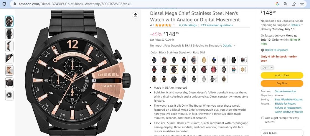 Mega watch price sale