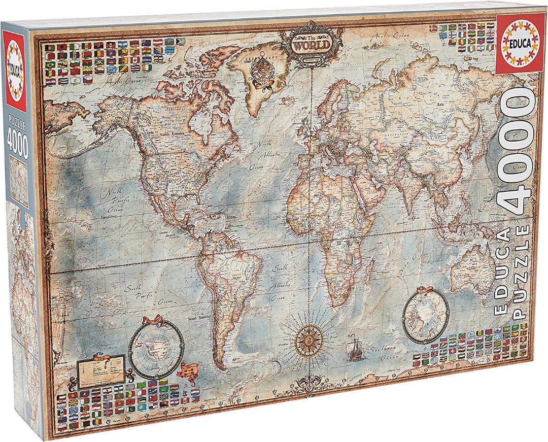 Educa 4,000 Piece Puzzle The World Map, Hobbies & Toys, Toys & Games