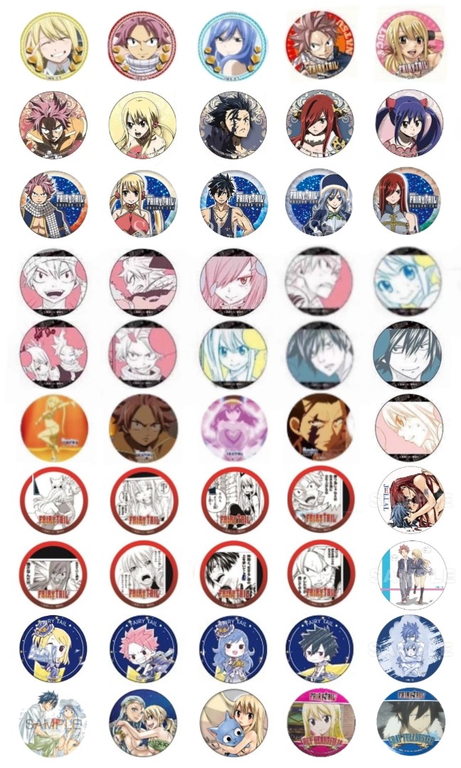 Fairy Tail Badges Lucy Natsu, Anime Fairy Tail Natsu Lucy