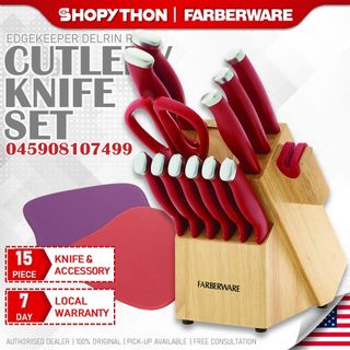Farberware 15-Piece Edgekeeper Delrin Knife Block Set Black