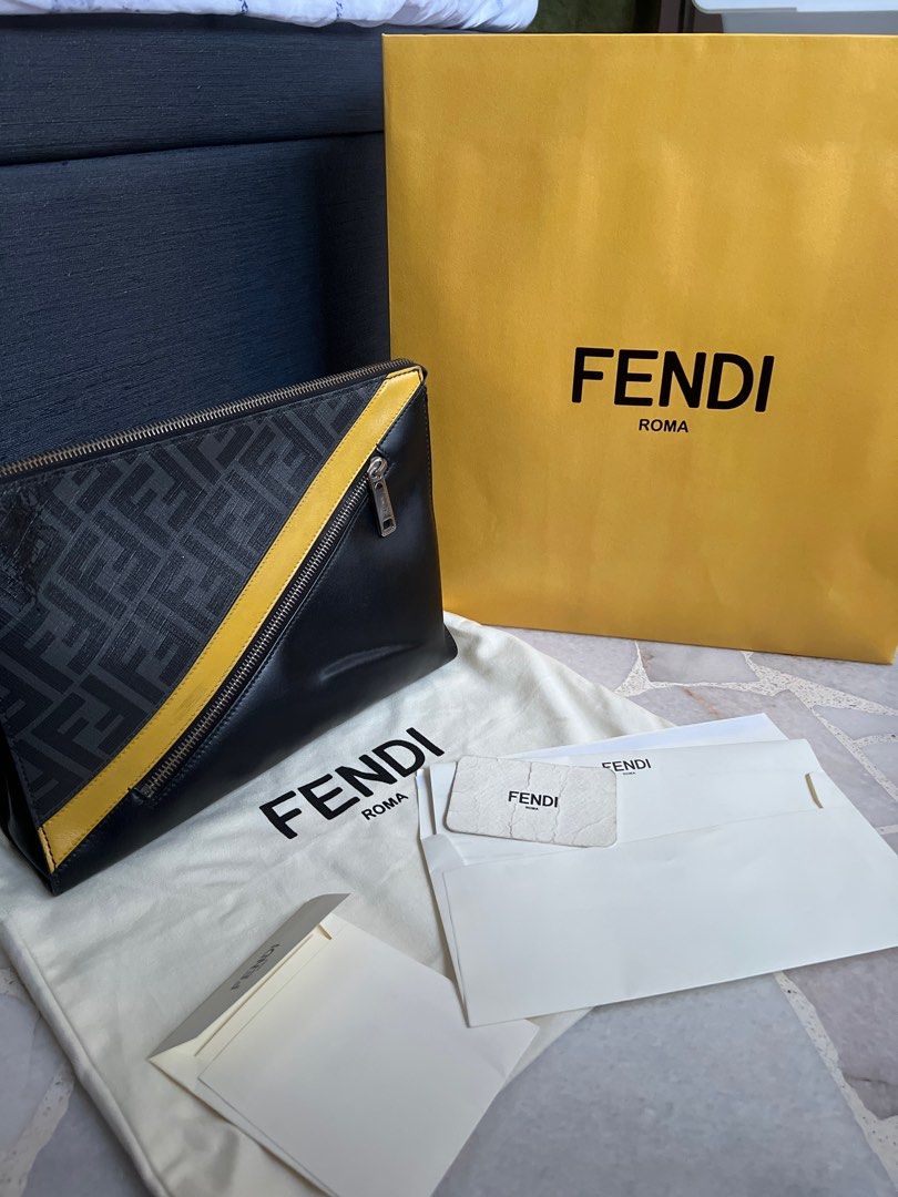 Fendi Ff Motif Flat Pouch Bag in Black for Men