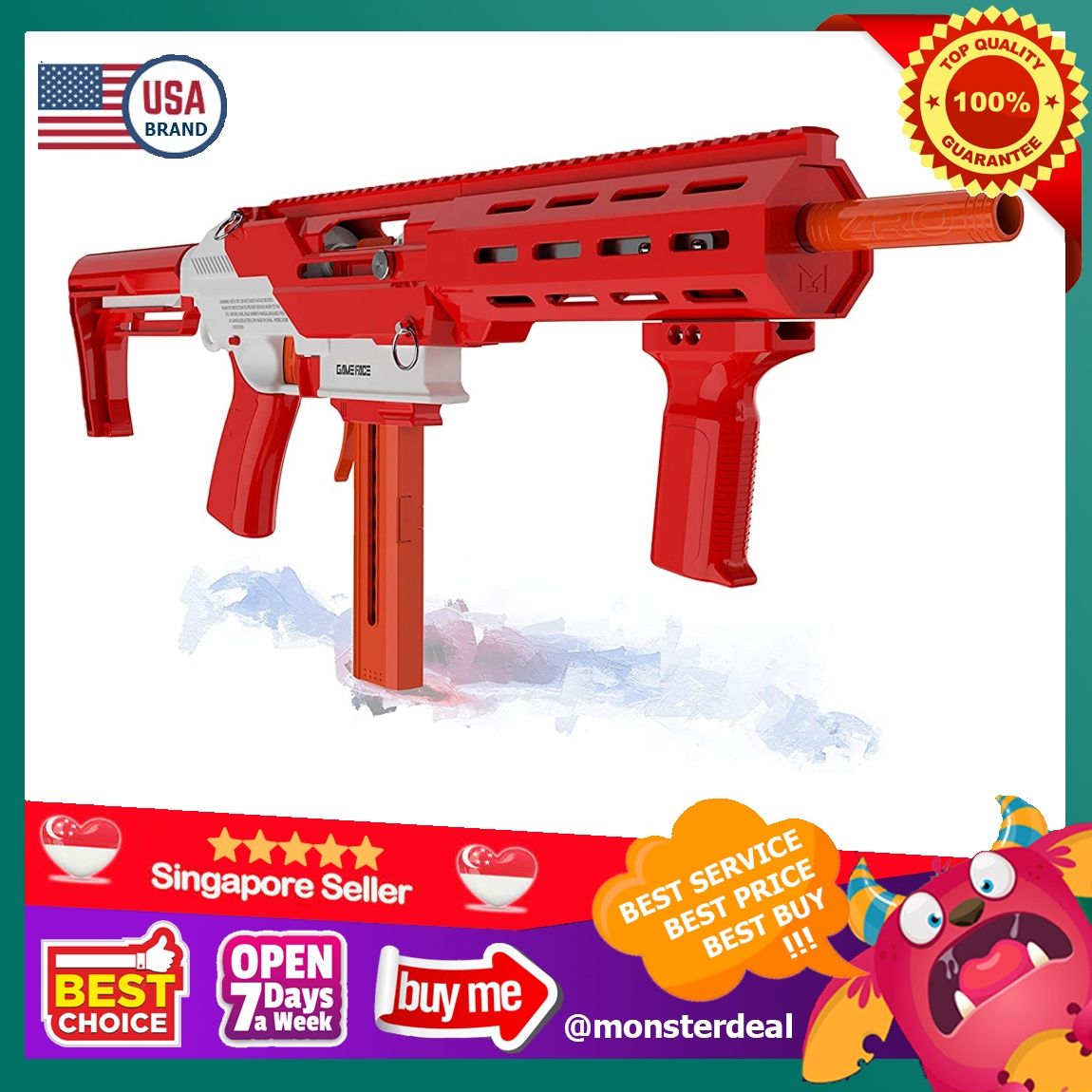Game Face Prime SpringPowered Foam Dart Blasters (Red), Hobbies & Toys