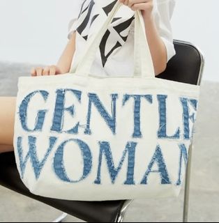 Gentle Woman Denim Tote Bag: White In Stock tote bags630147269474571121