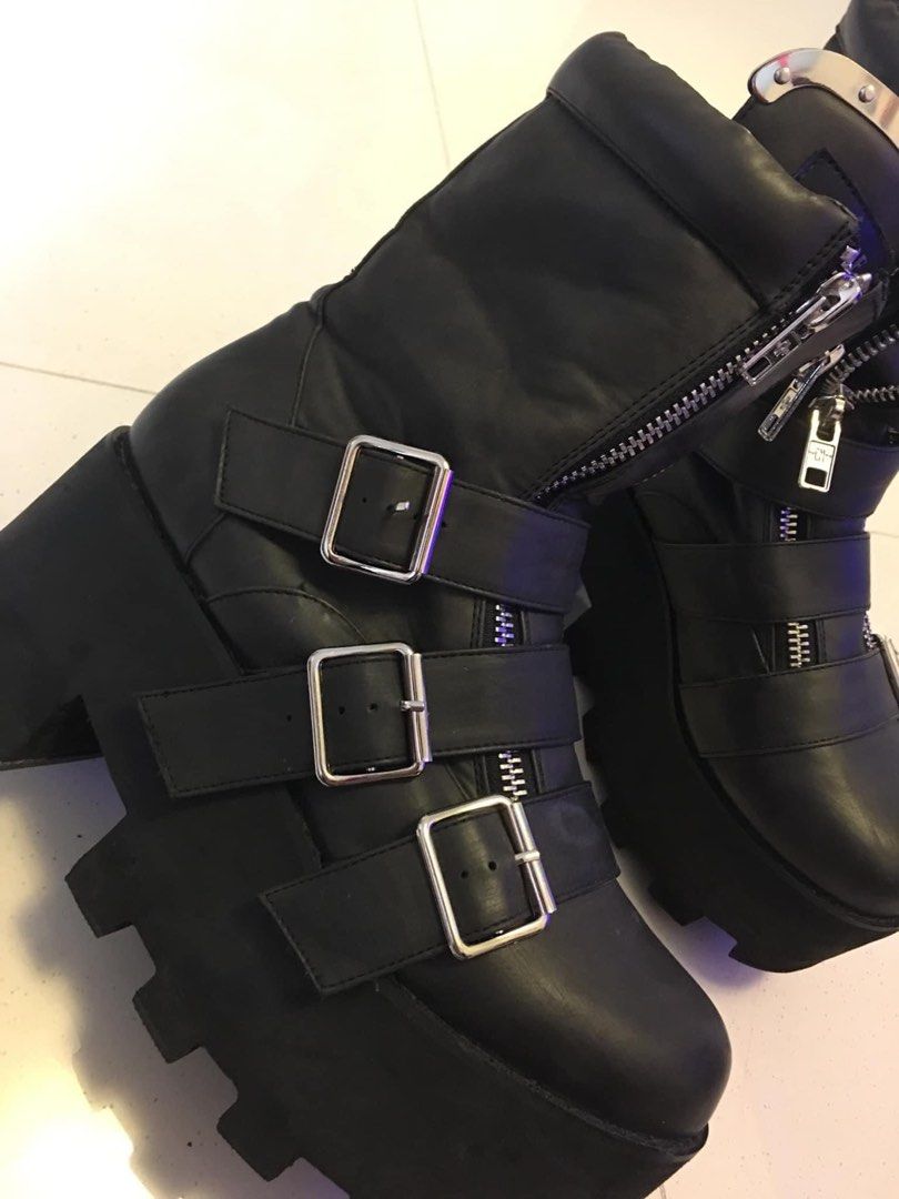 GOTHIC CURRENT MOOD DETROIT PLATFORM MATT BLACK BOOTS DOLLS