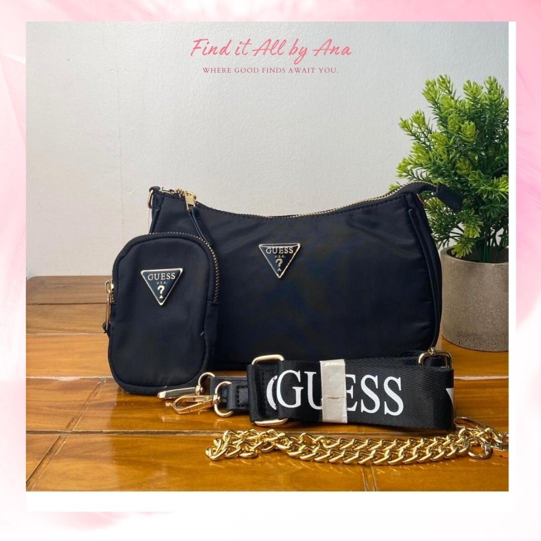 Guess Multi Pochette Baguette Bag Black Brand New
