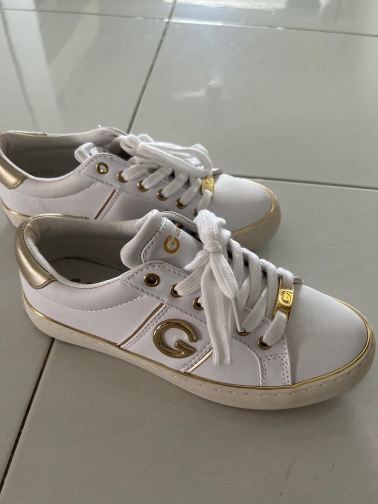 White and deals gold guess sneakers