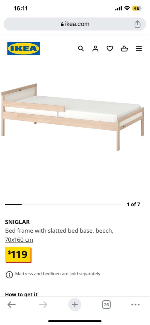 Helper Room Single Bed / Small Single Bed, Furniture & Home Living