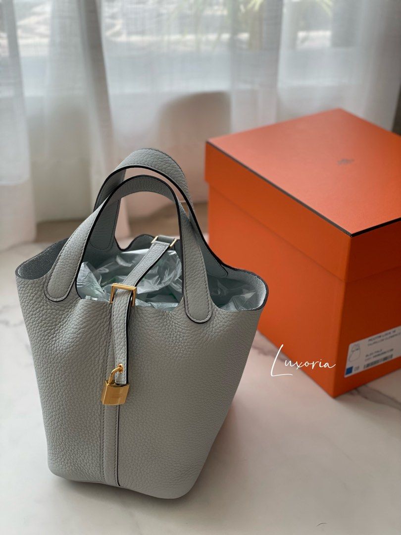 Hermes picotin 18 Blue Pale GHW