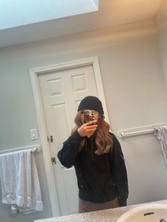 Hoodie and knit hat