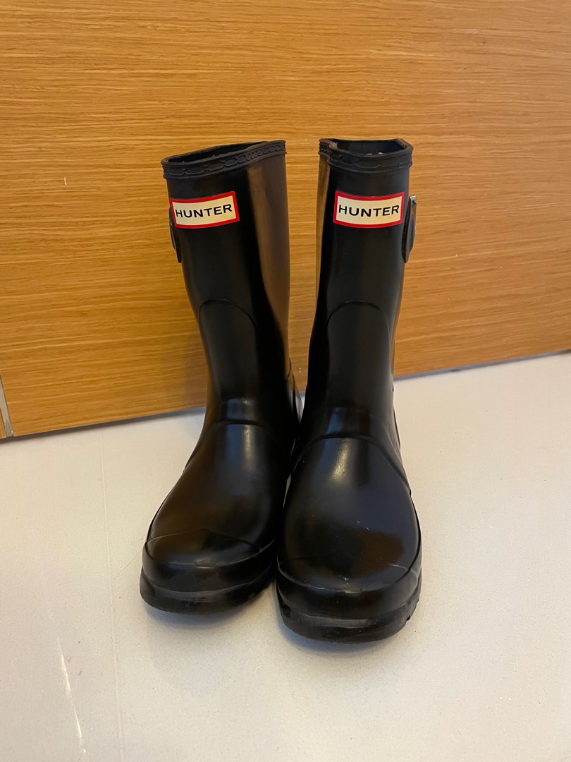 Hunter black rain boots (UK 4 / EU 37), Women's Fashion, Footwear