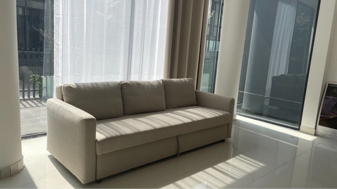 FRIHETEN Sleeper sofa, Hyllie beige - IKEA