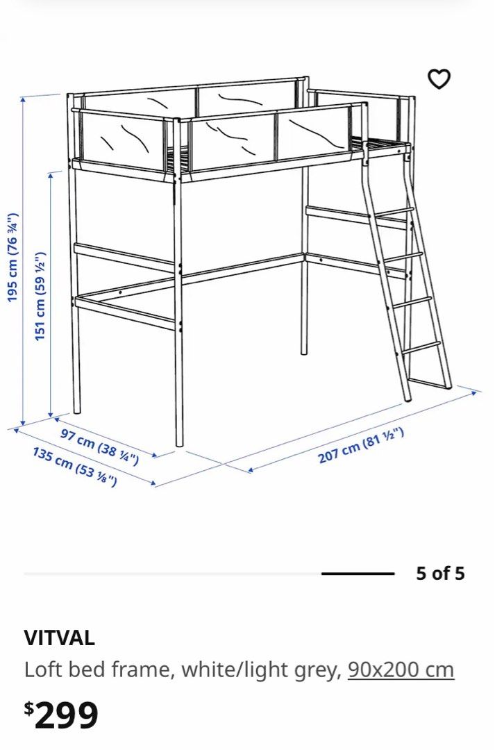 Ikea metal bunk bed, Furniture & Home Living, Furniture, Bed Frames