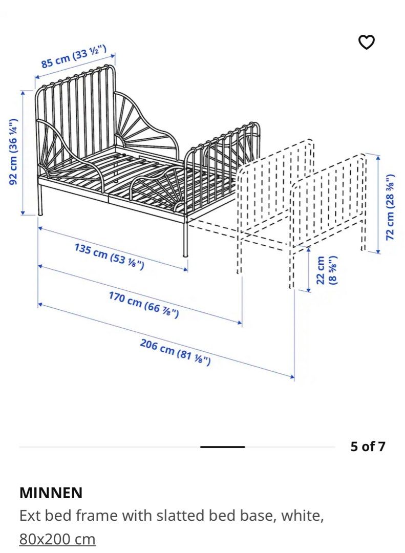 IKEA Minnen children ext bed frame 80x200, Furniture & Home Living
