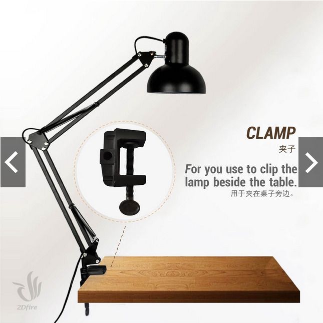 IKEA Style Lampu Meja Study with bulb 3 type lighting Arm Folding Bedroom Study Lamp