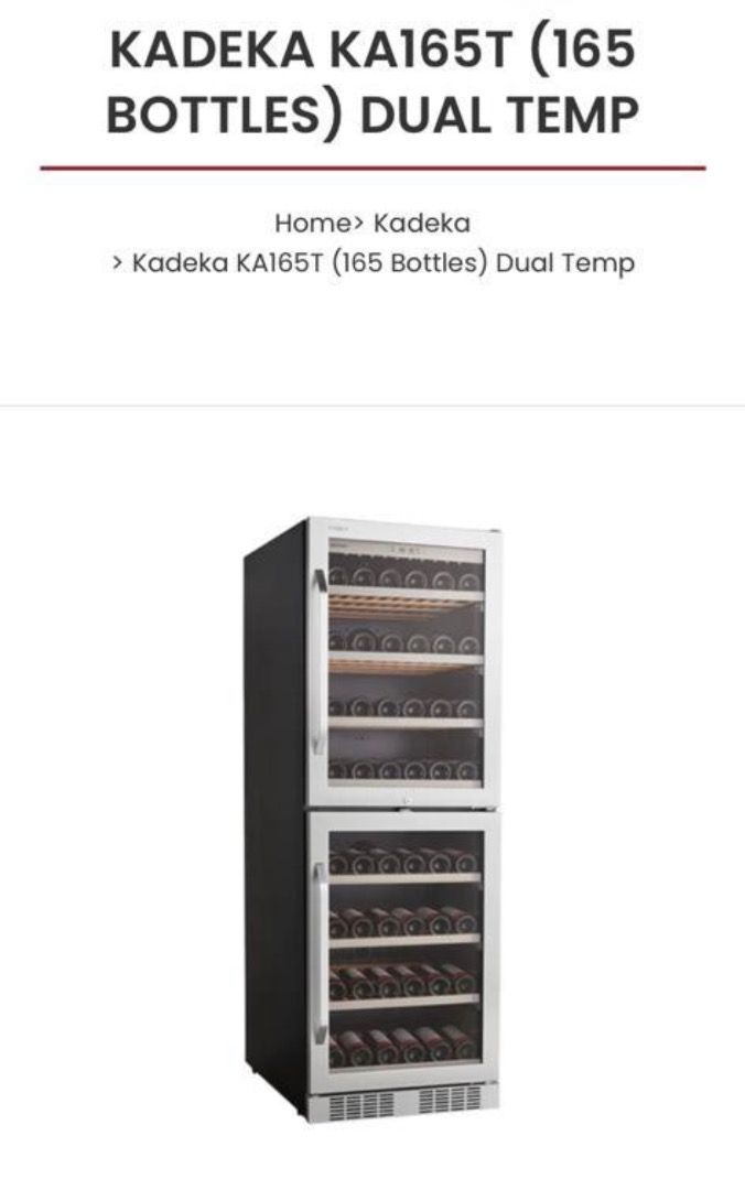 Kadeka Wine Chiller 2 temperatures, TV & Home Appliances, Kitchen