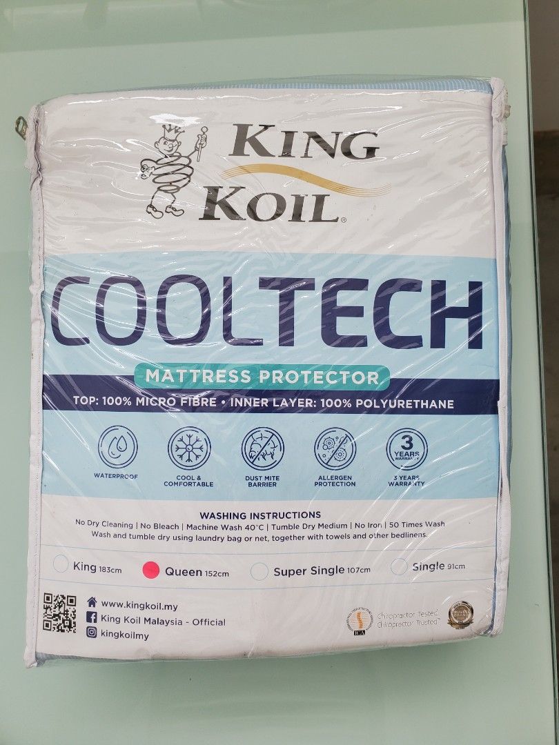 King Koil Cool Tech mattress protector Queen, Furniture & Home Living