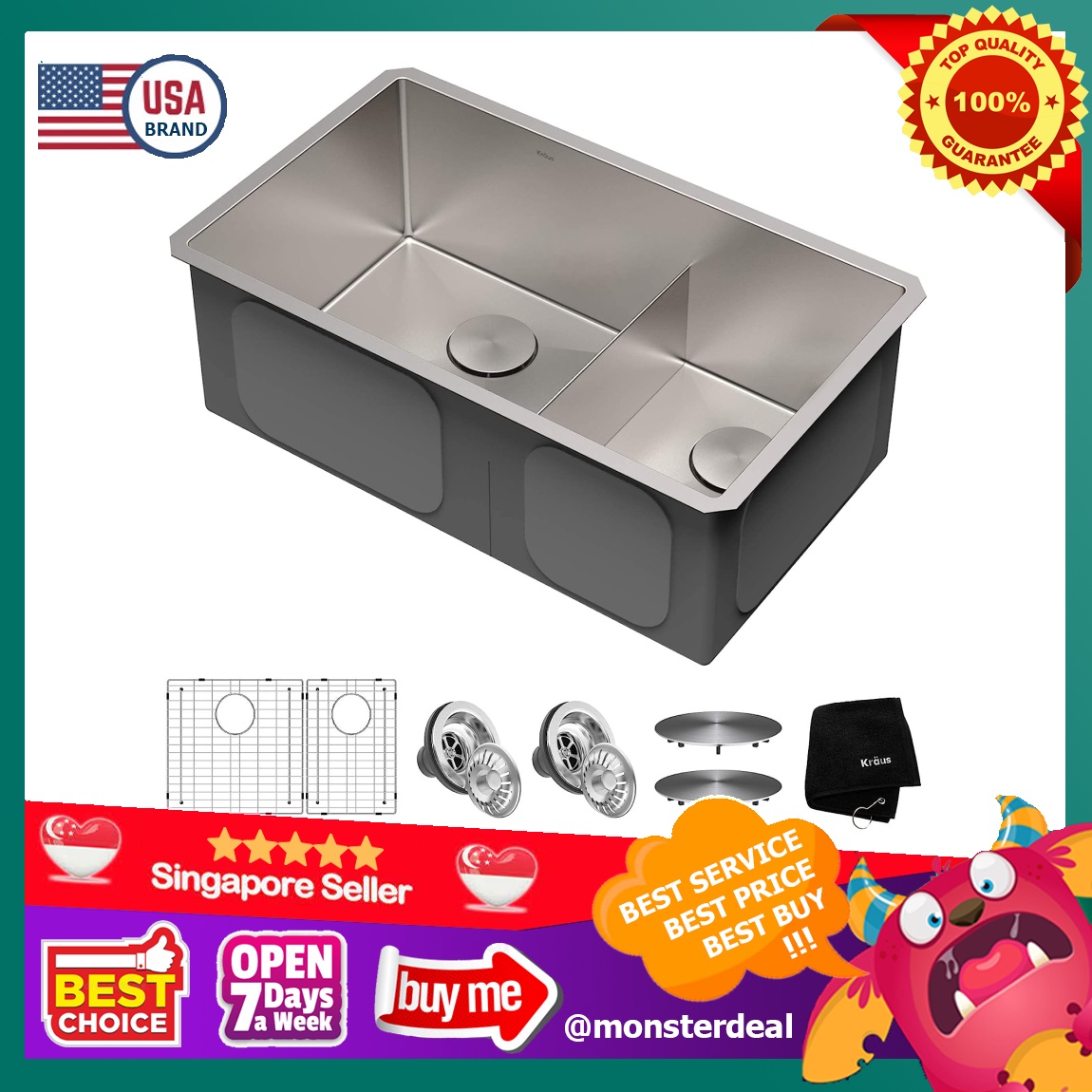 Kraus KHU10332 Standart PRO 32 inch 16 Gauge Undermount 60/40