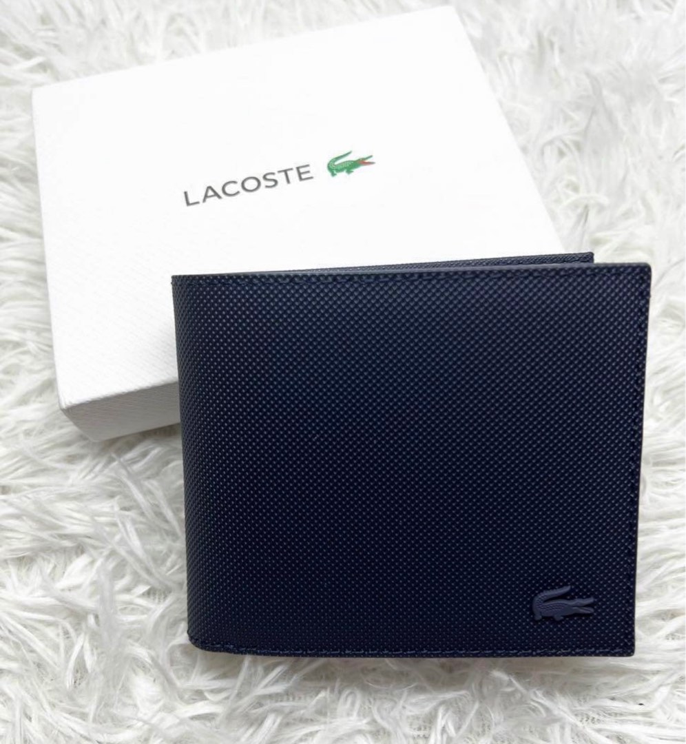 Lacoste Classic Billfold Wallet with Coin Compartment PVC Marine Blue