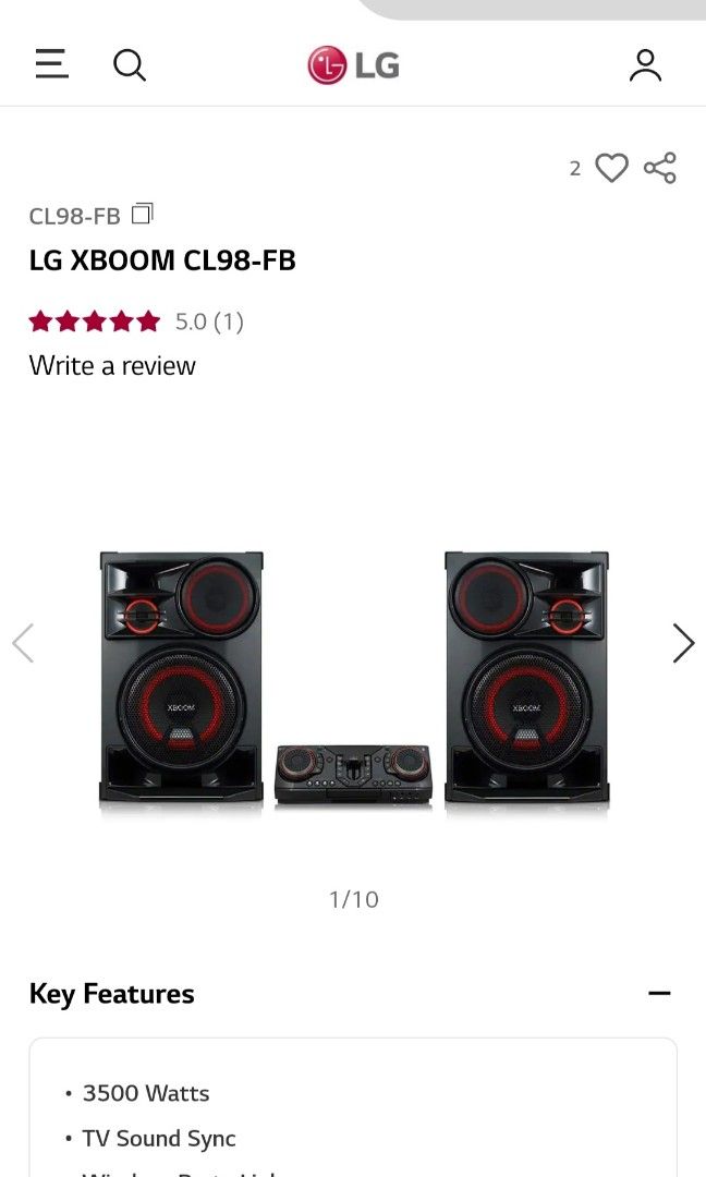 LG XBOOM CL98-FB, TV & Home Appliances, Other Home Appliances on Carousell