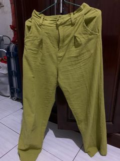 Lime Linen Pants