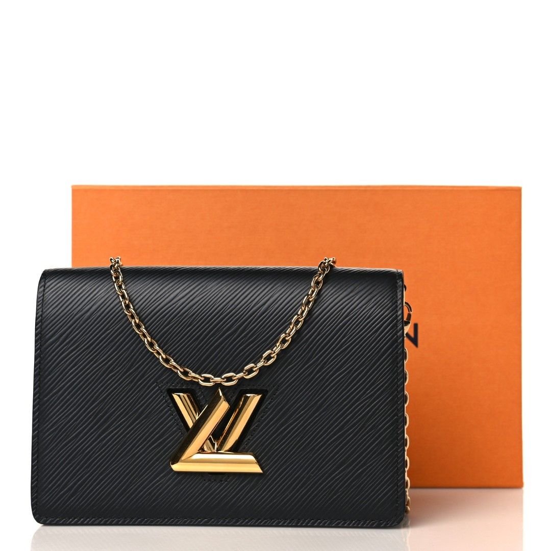 LOUIS VUITTON - Twist Belt Chain Wallet in Black with Gold hardware 