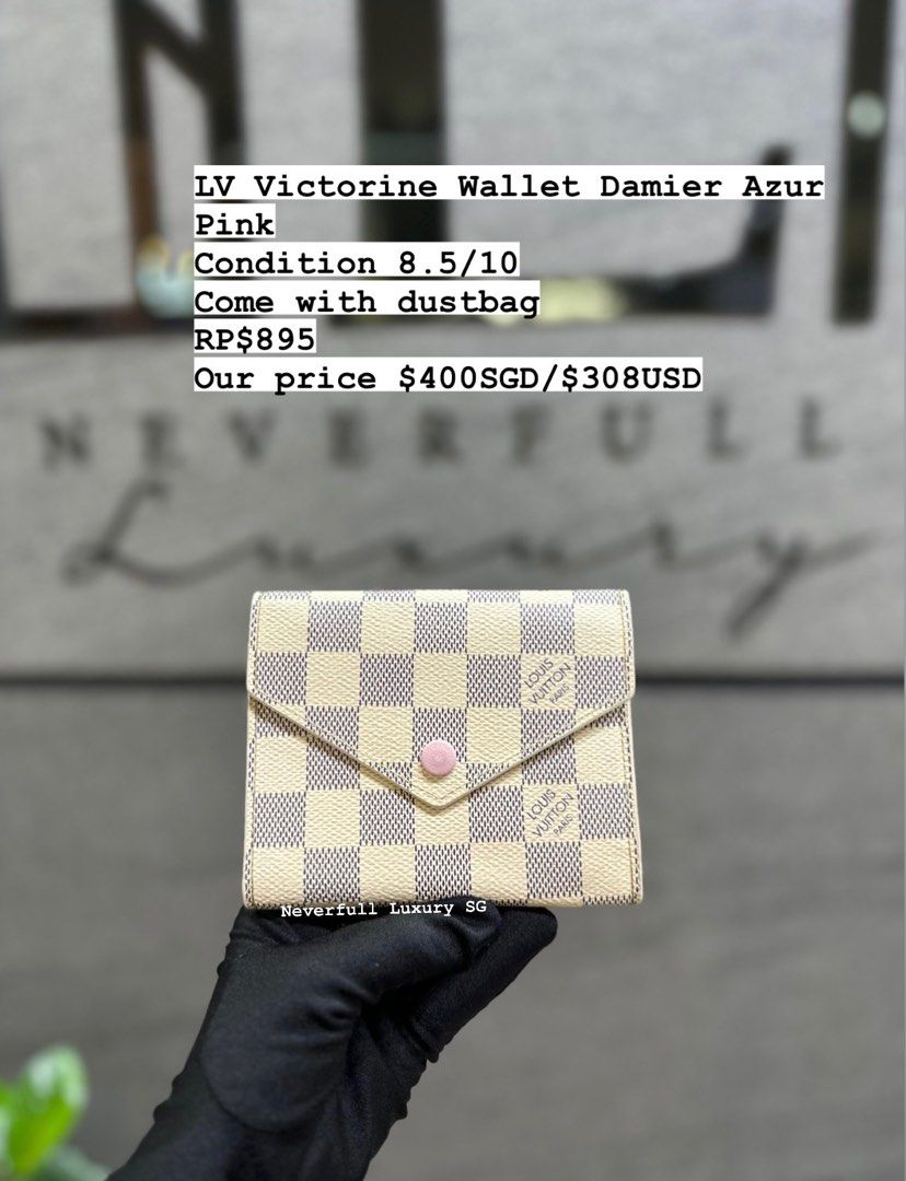 Louis Vuitton Victorine Wallet Damier Azur Pink, Luxury, Bags & Wallets on  Carousell