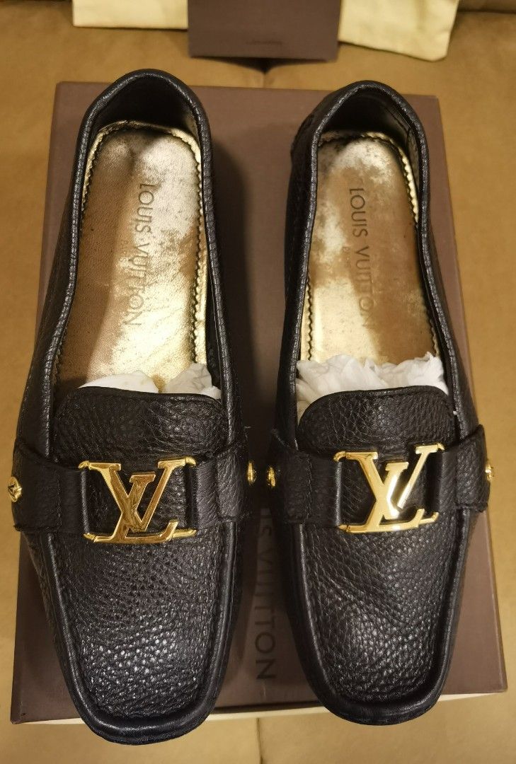 Louis Vuitton Brown Black Leather Oxford Loafers Size 36