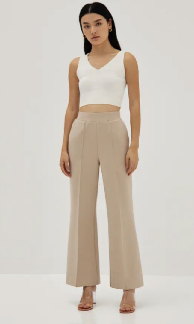 Pintucked Side Zip Flare Pants in Faux Leather