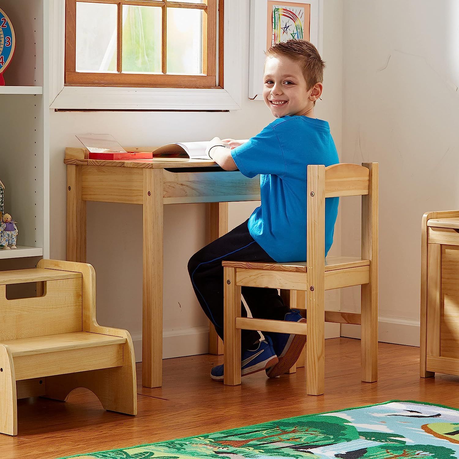 Melissa Doug Child s Lift Top Desk Chair Kids Furniture Honey 2 Pieces 16.1 H x 23.6 W x 23.2 L Multicolor Babies Kids Baby Nursery Kids Furniture Other Kids