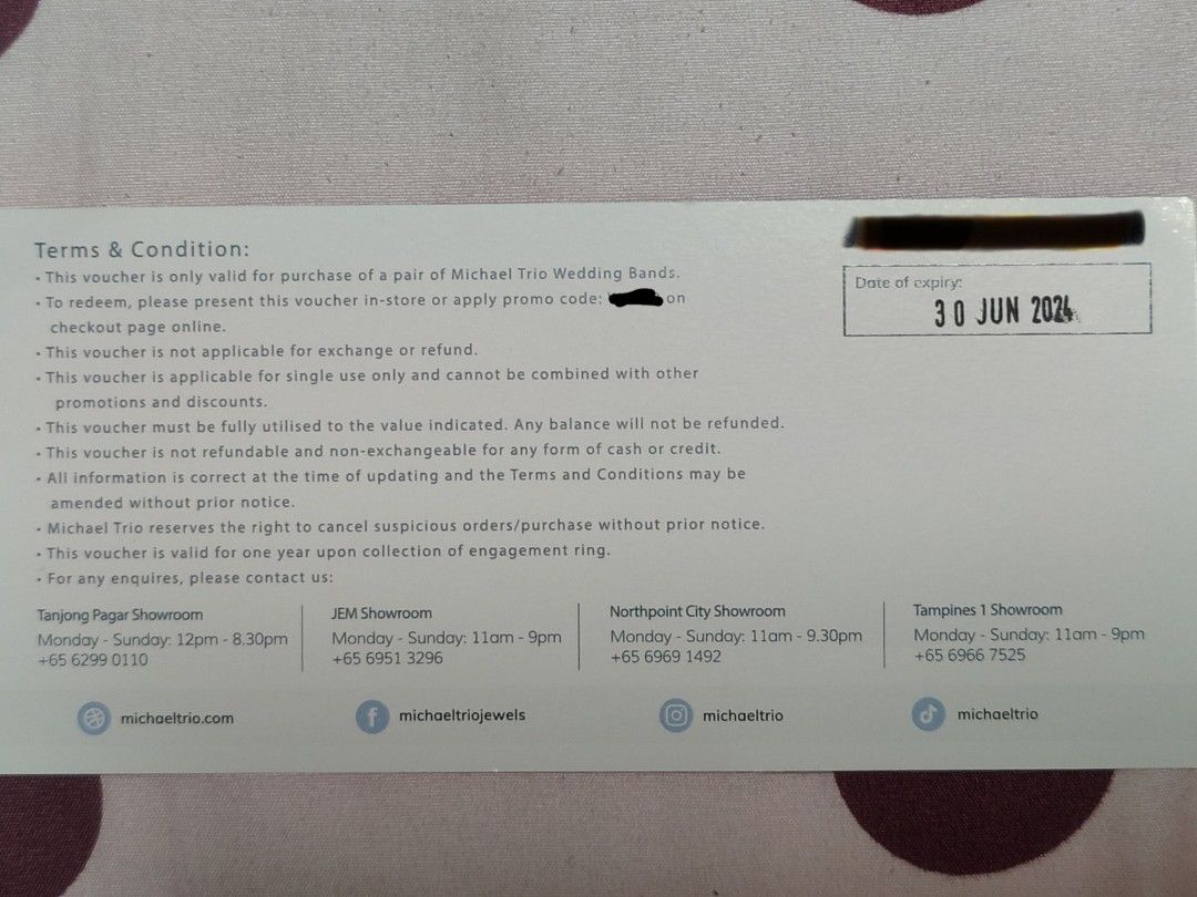 Michael trio voucher, Tickets & Vouchers, Vouchers on Carousell