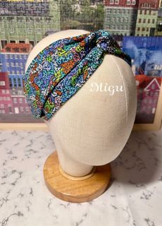 。Migu 溫度手作。扭結交叉鬆緊髮帶-彩色彎曲