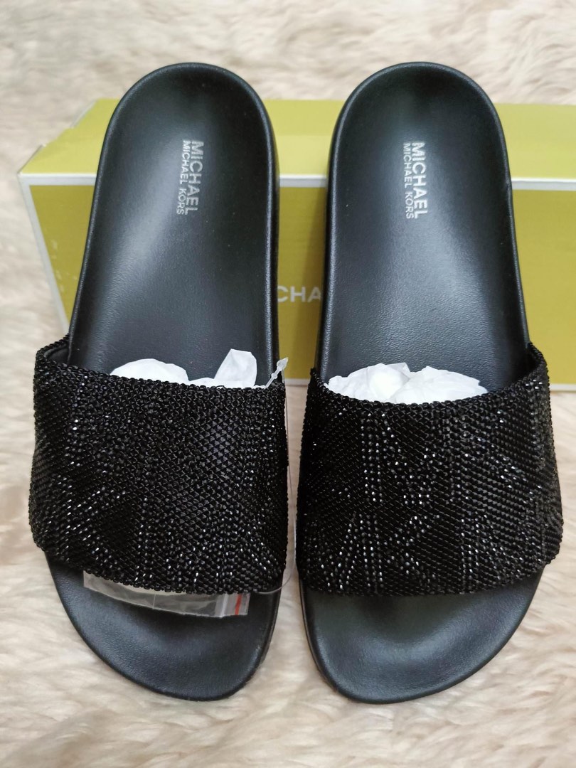 MK Gilmore Tech Canvas Hot Tech Fix Slide Size 7 Black Women s