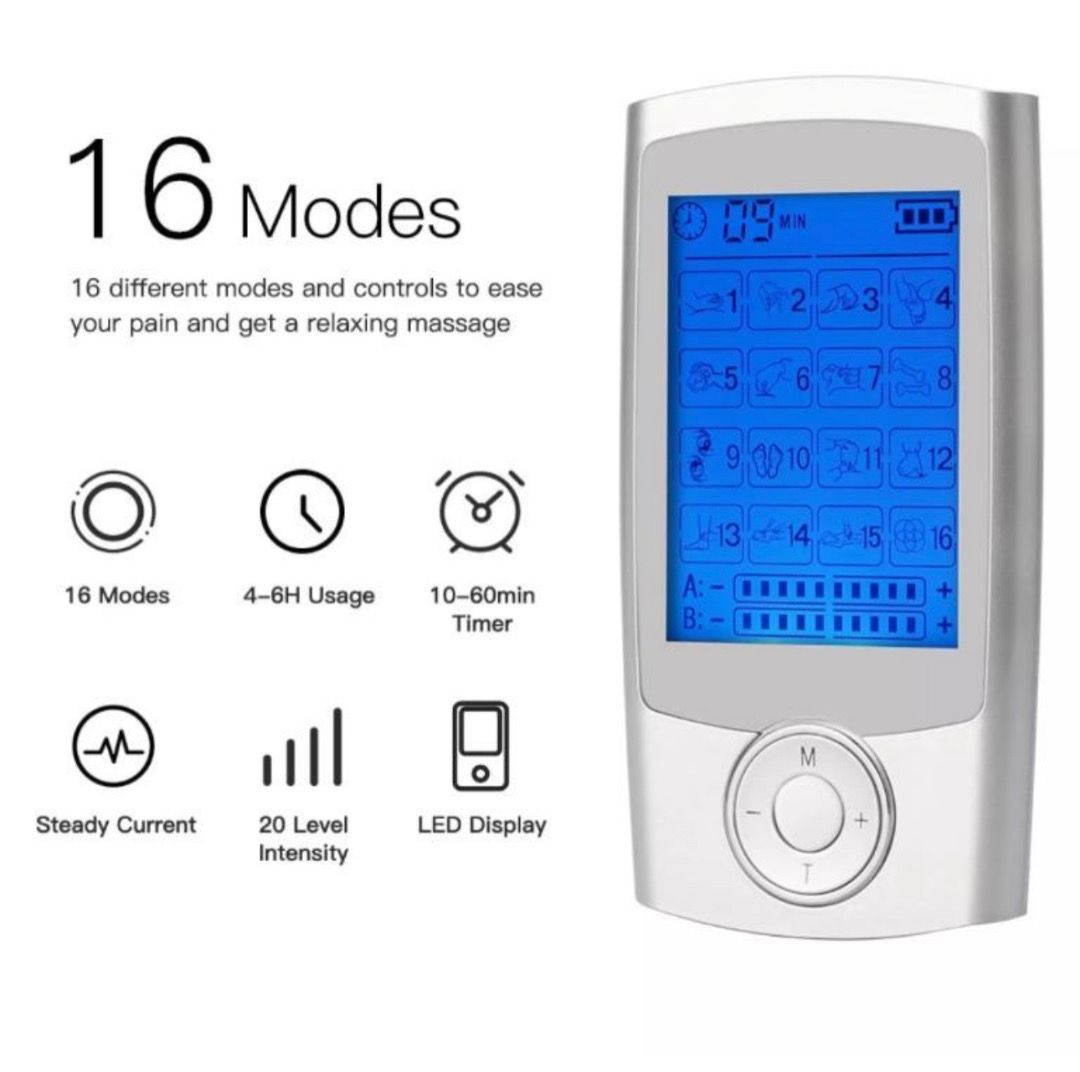 Rechargeable 16 Modes Electronic Pulse Massager Ems Tens Unit Muscle  Stimulator Pain Relief Therapy With 12pcs Electrode Pads - Relaxation  Treatments - AliExpress